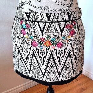 Desigual Embroidered Black and White Mini Skirt